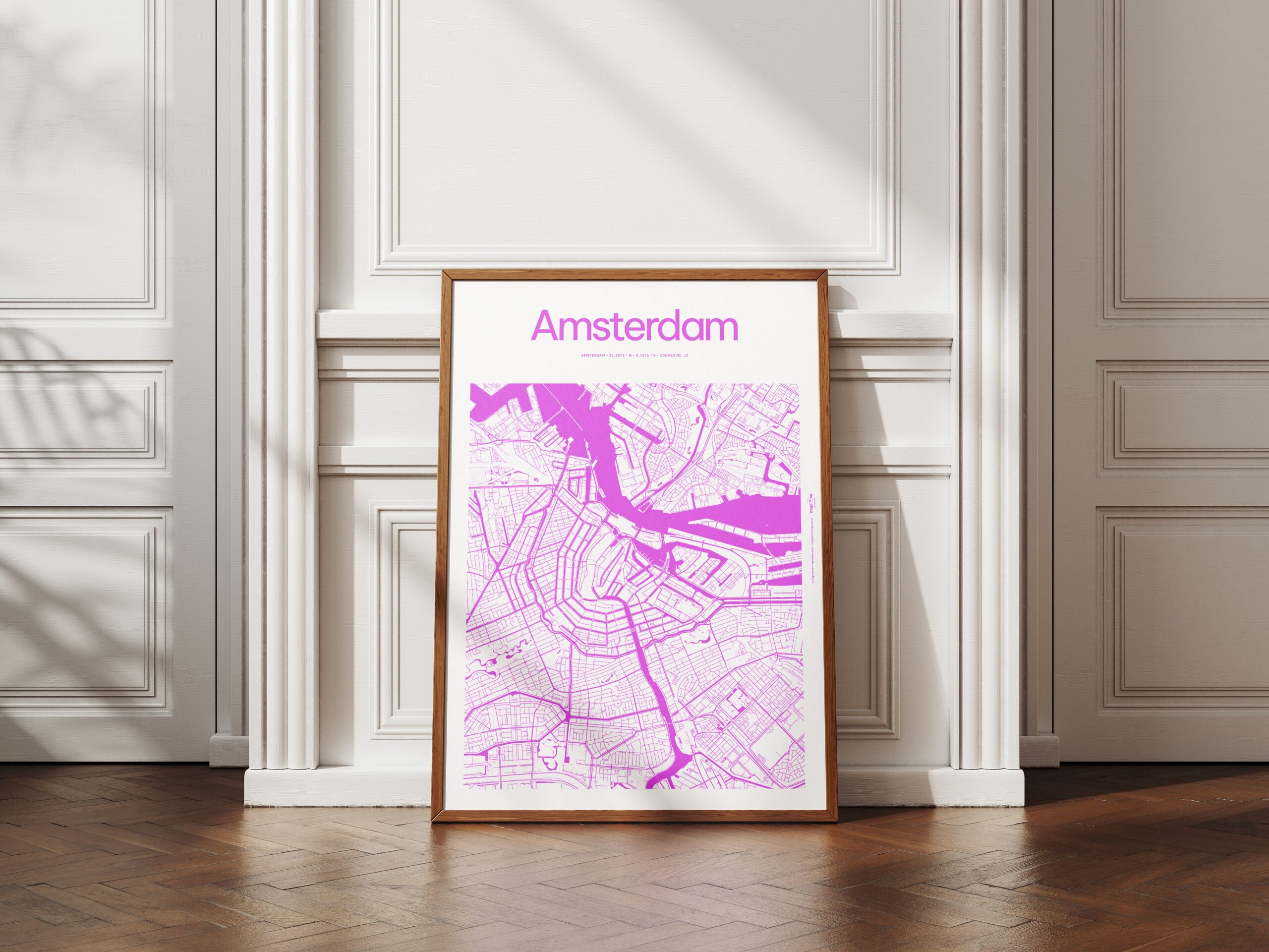 Cartography of Amsterdam, Netherlands, Classic Duotone, Rose Solo, Poster Print - Hauptbild
